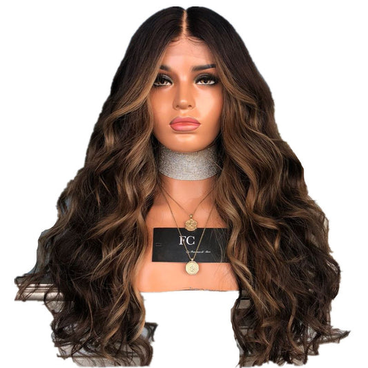 Wig Mid-point Graded Chemical Fiber High Temperature Silk Long Curly Hair Female